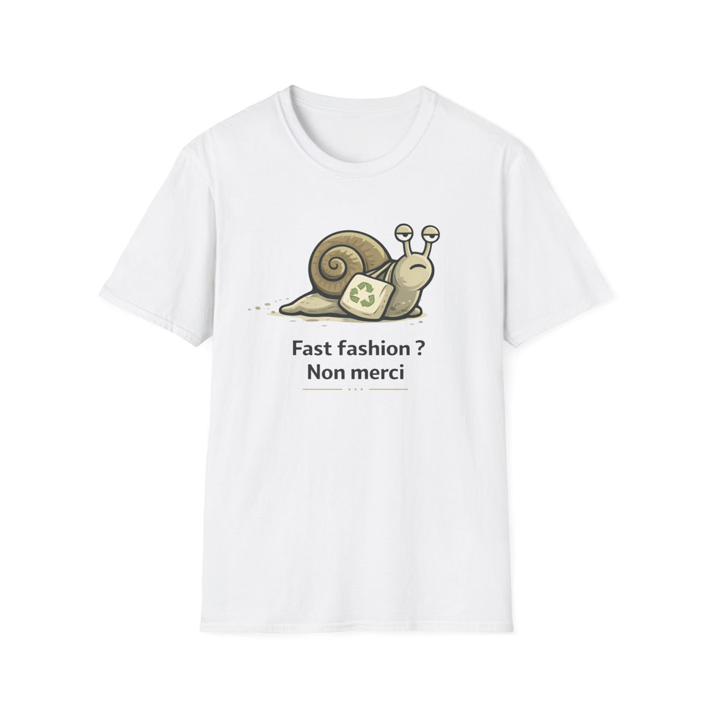 Eco Snail T-Shirt — "Fast fashion? Non merci" Sustainable Fashion Tee