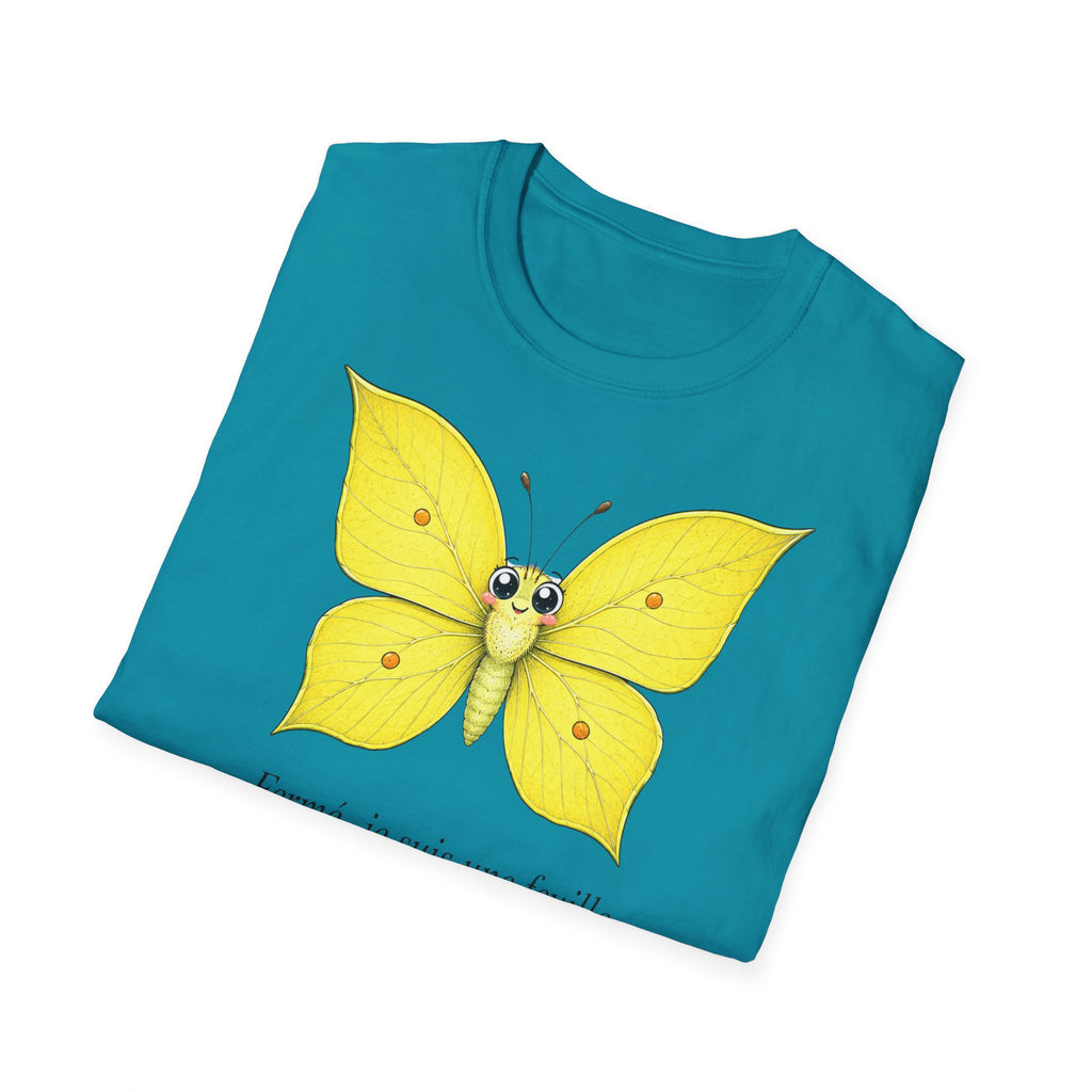 T-shirt papillon jaune avec poème