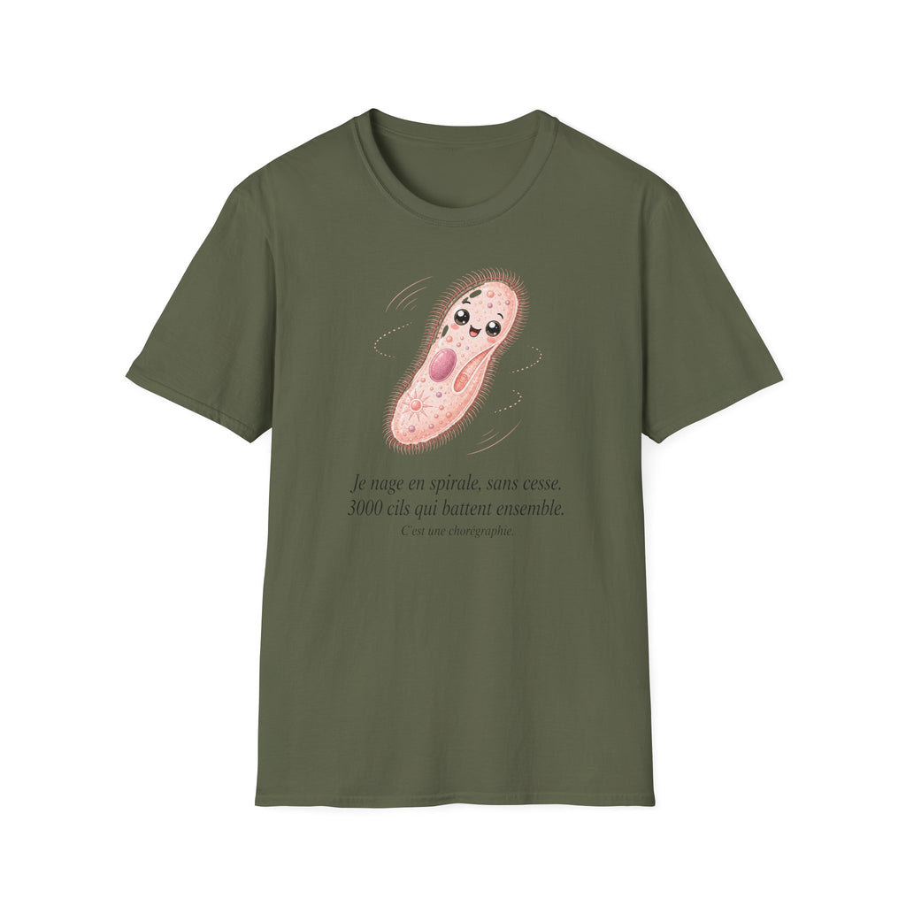 T-shirt avec adorable illustration de paramécie — T-shirt kawaii sur le thème de la biologie