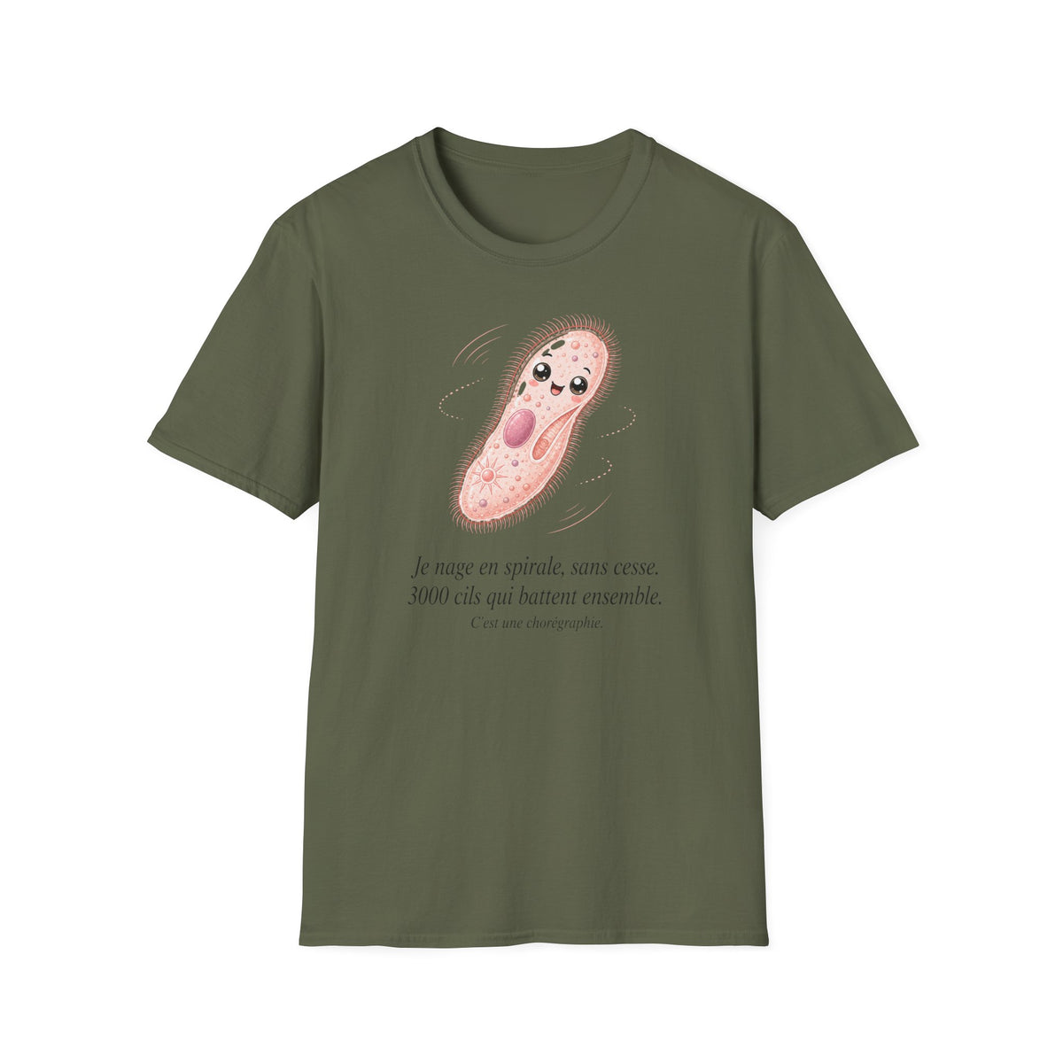 T-shirt avec adorable illustration de paramécie — T-shirt kawaii sur le thème de la biologie