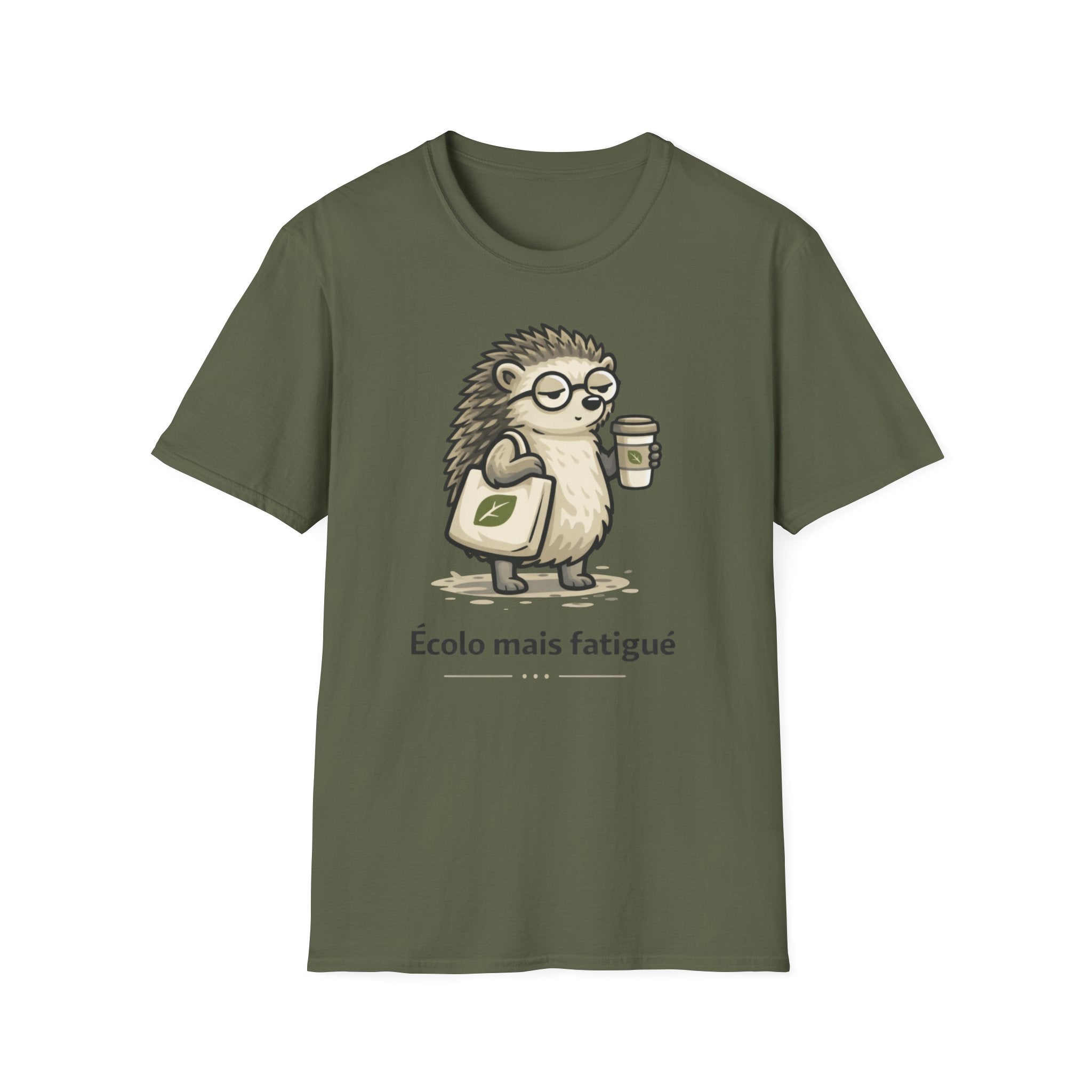 Eco Hedgehog T‑Shirt — "Écolo mais fatigué" Cute Eco-Friendly Graphic Tee