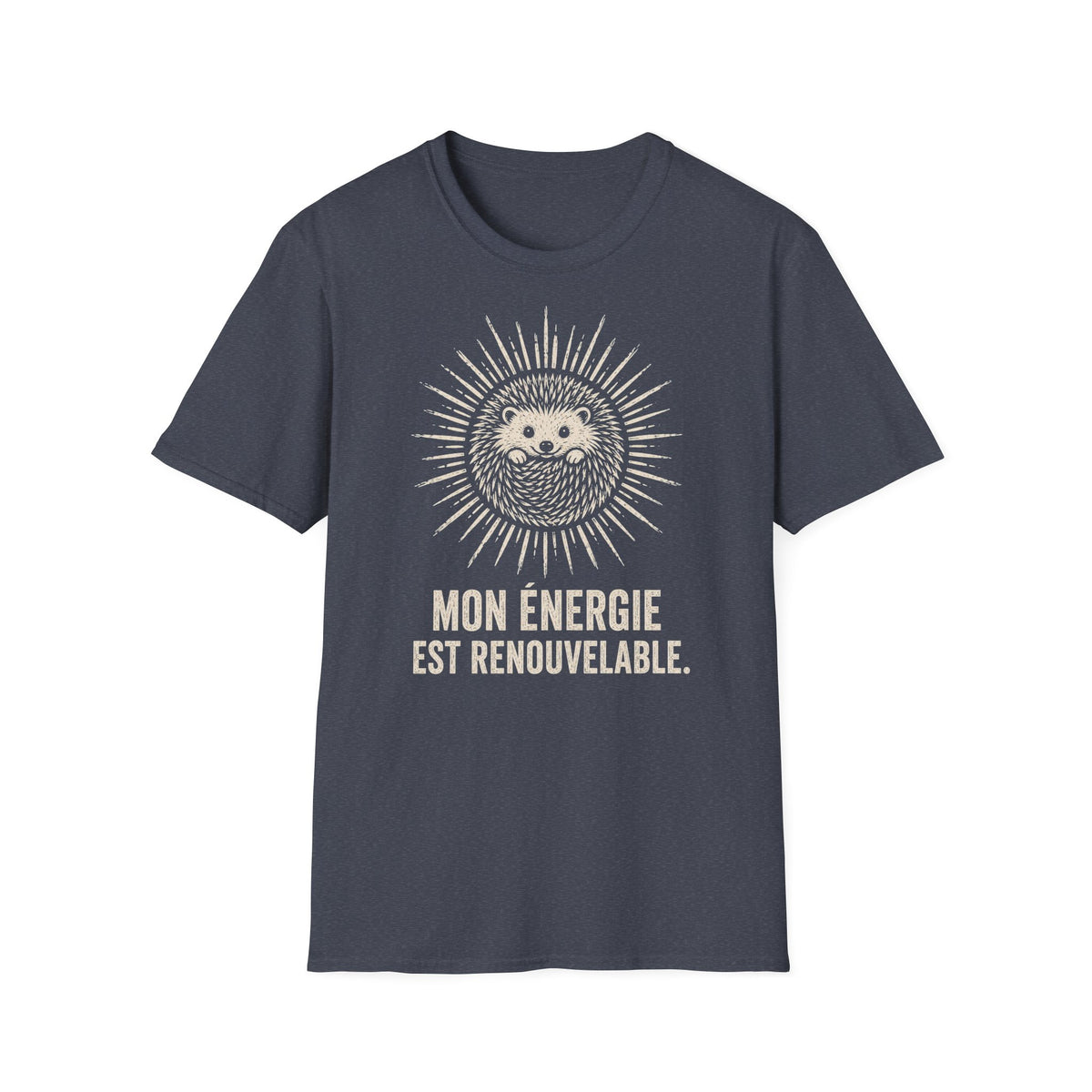 T-shirt Hérisson et énergie renouvelable — « Mon énergie est renouvelable » — T-shirt graphique écoresponsable