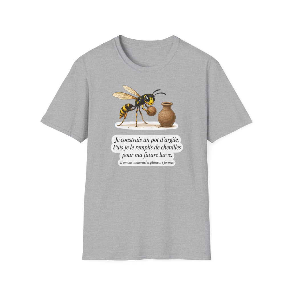 T-shirt — Guêpe avec illustration d’un pot en argile (« Je construis un pot d’argile »)