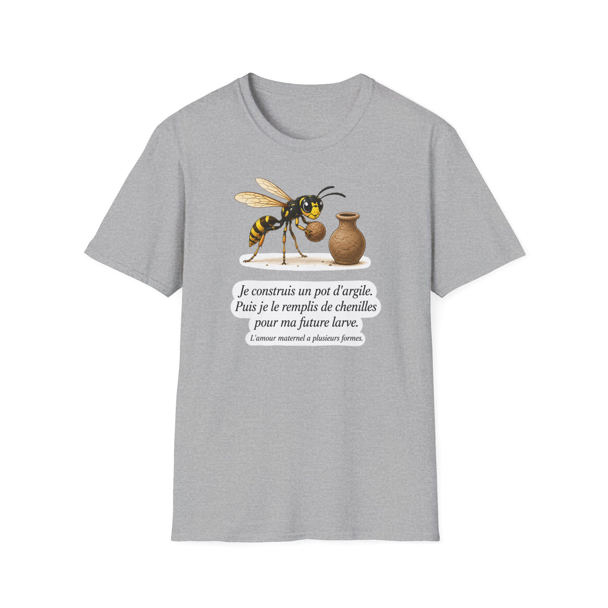 T-shirt — Guêpe avec illustration d’un pot en argile (« Je construis un pot d’argile »)