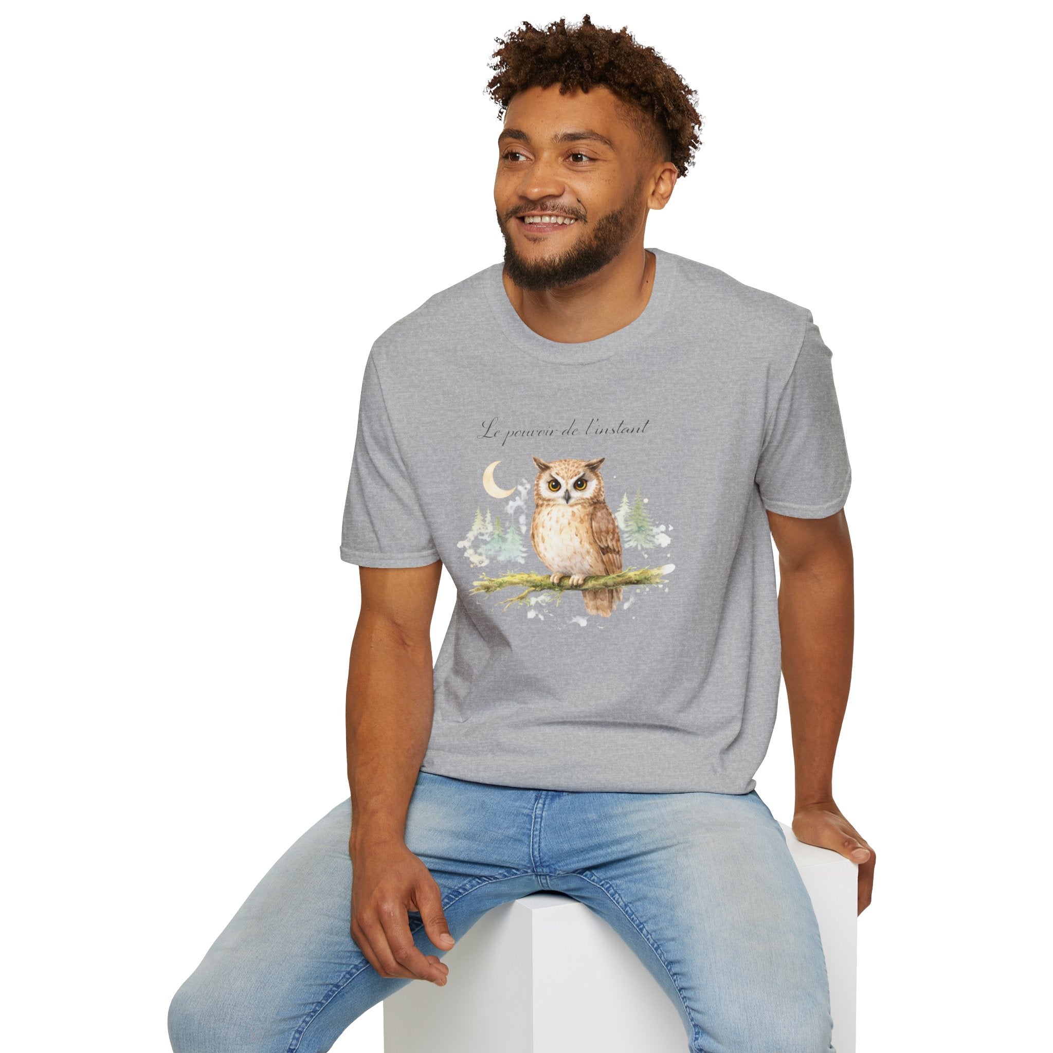 T-shirt hibou aquarelle — T-shirt graphique forêt nocturne «Le pouvoir de la nuit»