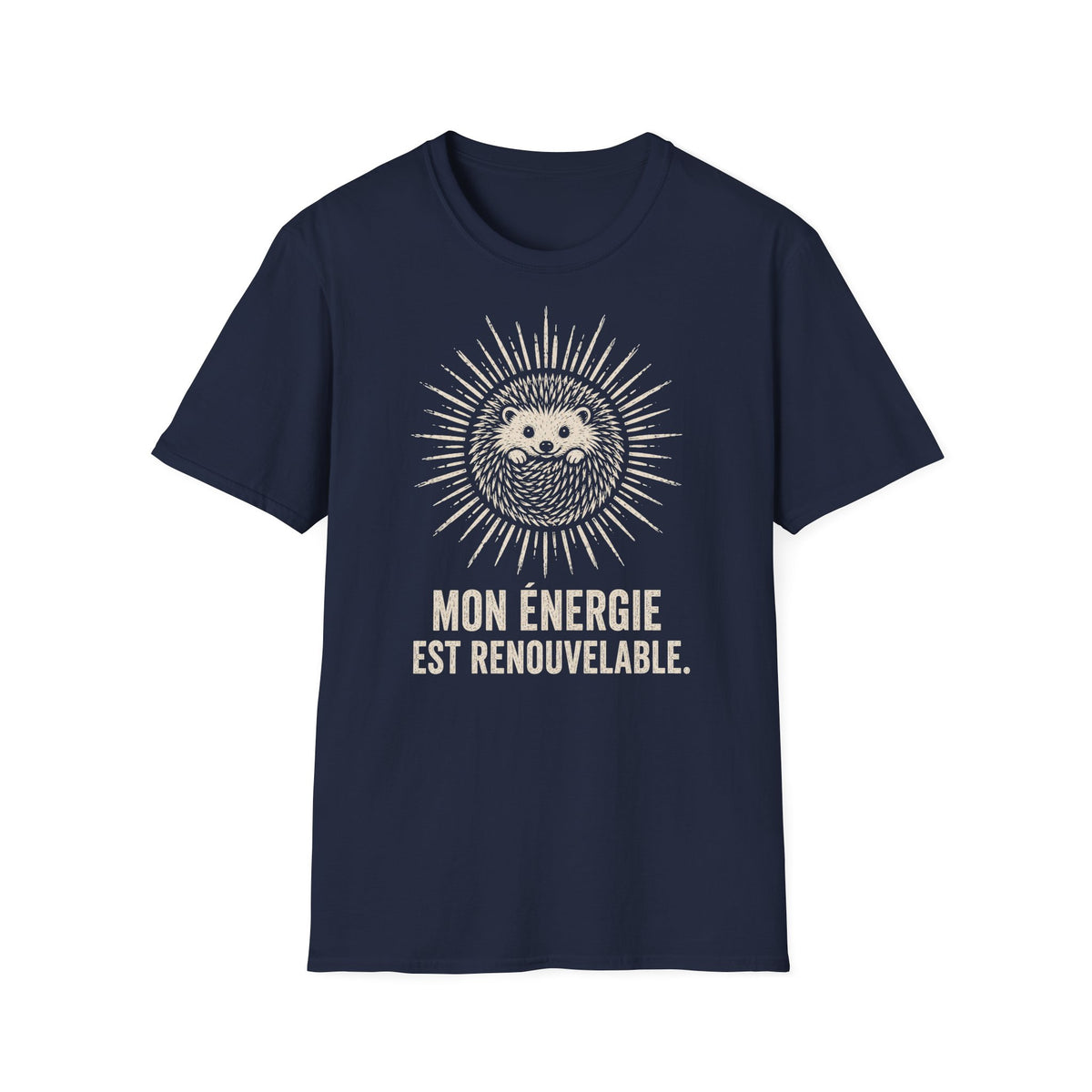 T-shirt Hérisson et énergie renouvelable — « Mon énergie est renouvelable » — T-shirt graphique écoresponsable
