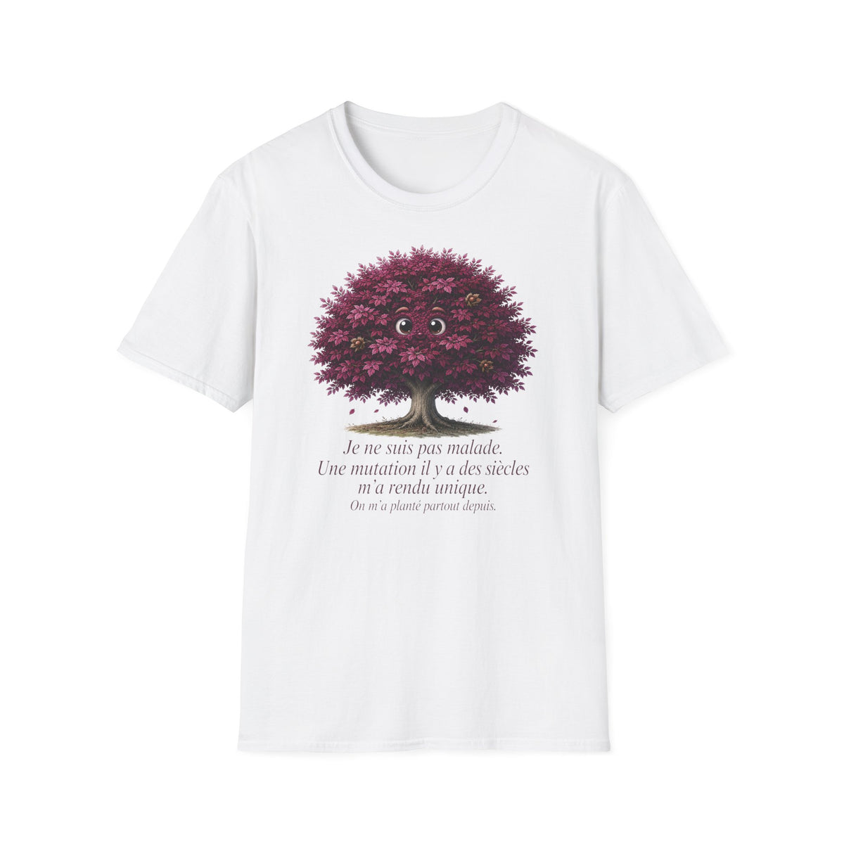 T-Shirt — Cute Purple Tree Illustration with French Quote