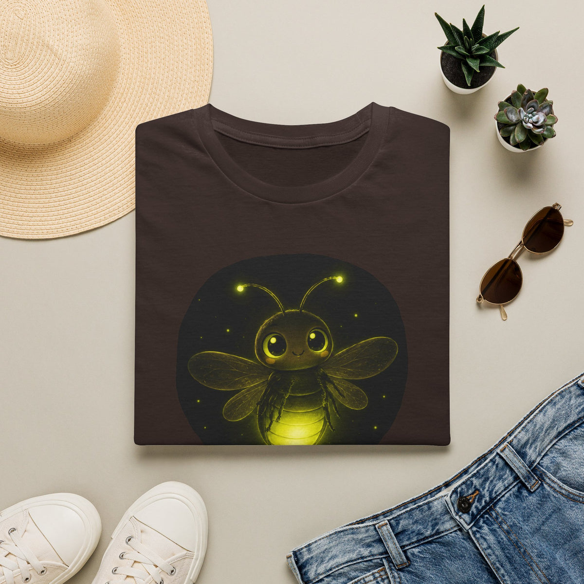 T-shirt Luciole lumineuse — Adorable insecte rayonnant avec inscription « Je suis ma propre lumière »