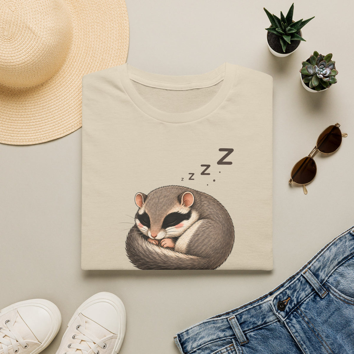 T-shirt « Planeur de sucre endormi » — Adorable petit animal de poche faisant la sieste, Zzz