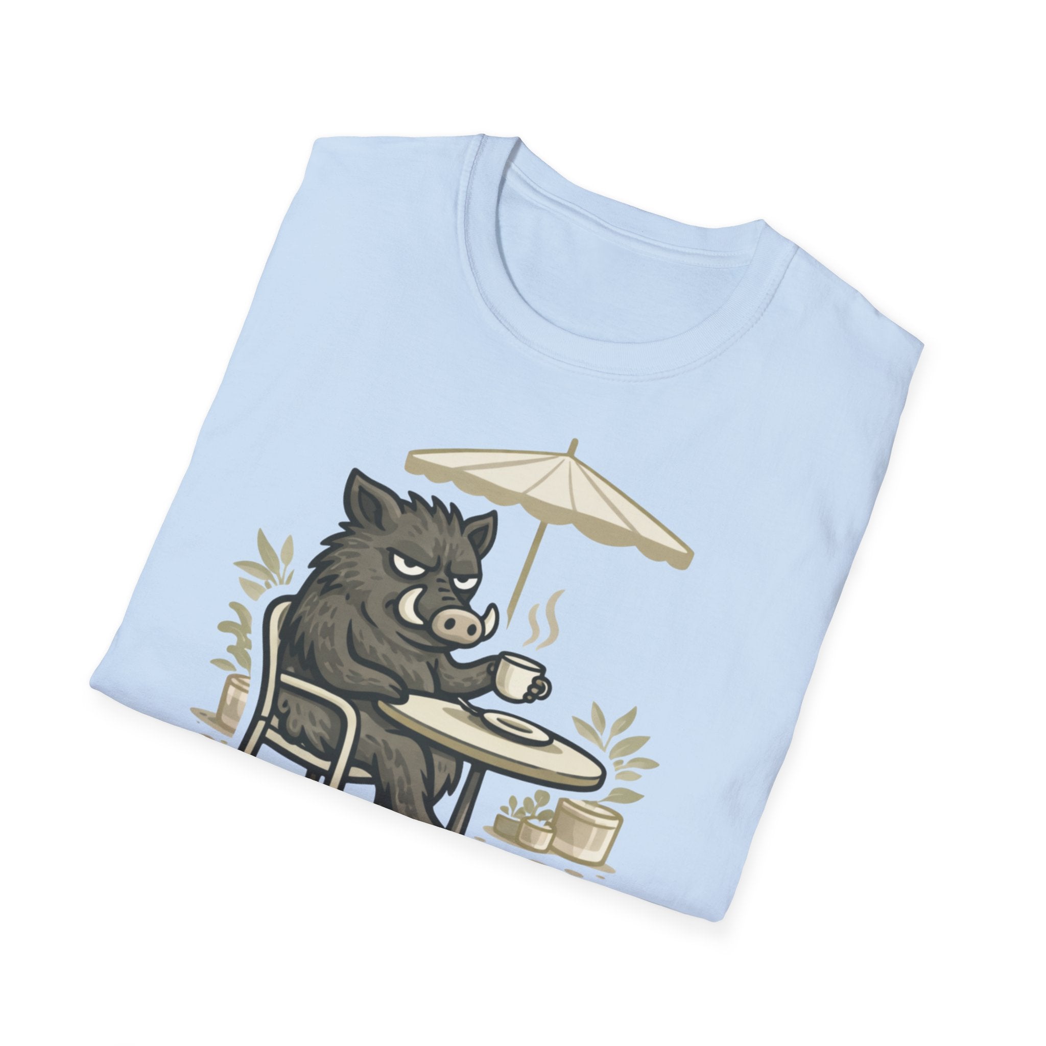 Boar Coffee Tee — "Naturellement agressif" Graphic T-Shirt