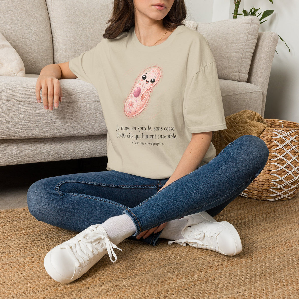 T-shirt avec adorable illustration de paramécie — T-shirt kawaii sur le thème de la biologie