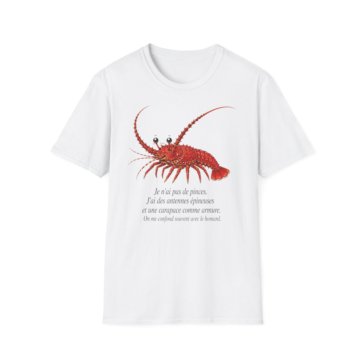 T-shirt illustré avec un homard — « Je n’ai pas peur »