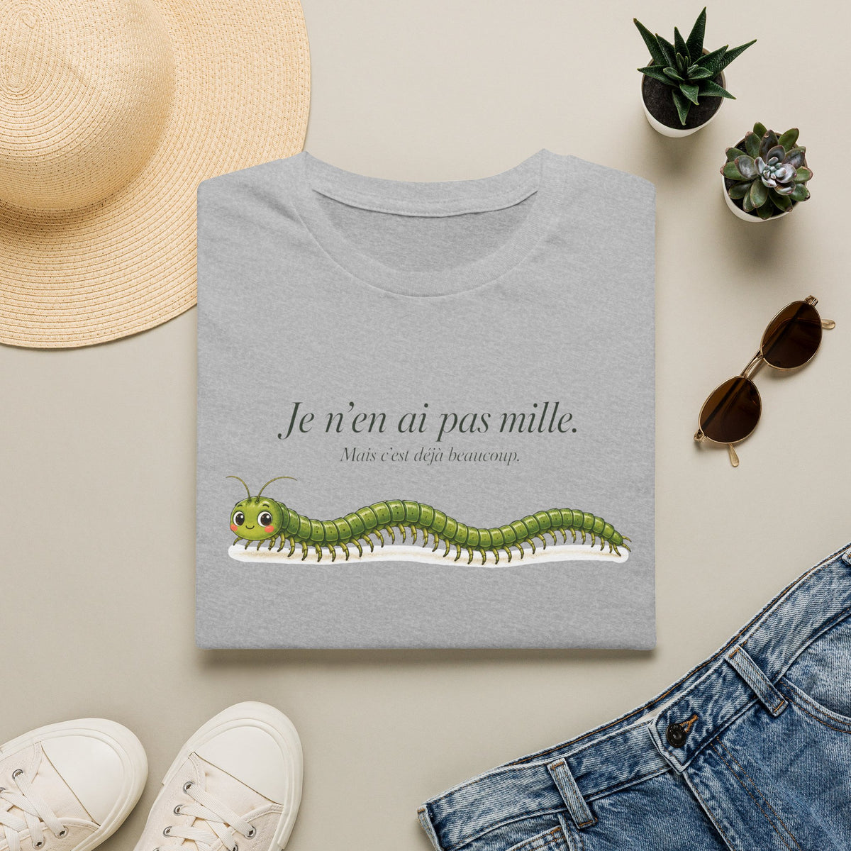 T-shirt graphique avec mille-pattes — « Je n’en ai pas mille »