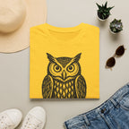T-shirt illustré avec hibou — « VEILLE. » — T-shirt graphique vintage de veille nocturne