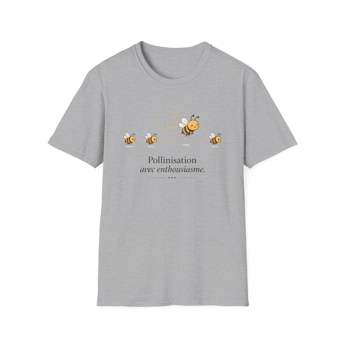 T-shirt Abeille et pollinisation — « Pollinisation avec enthousiasme » — Adorable illustration d’abeille