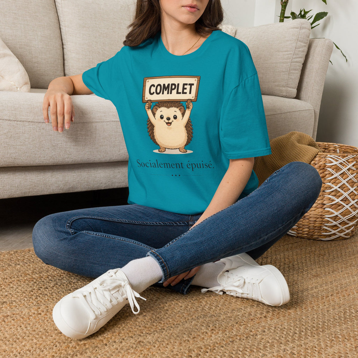 T-shirt « Complet » avec hérisson mignon — T-shirt graphique drôle « Complet »