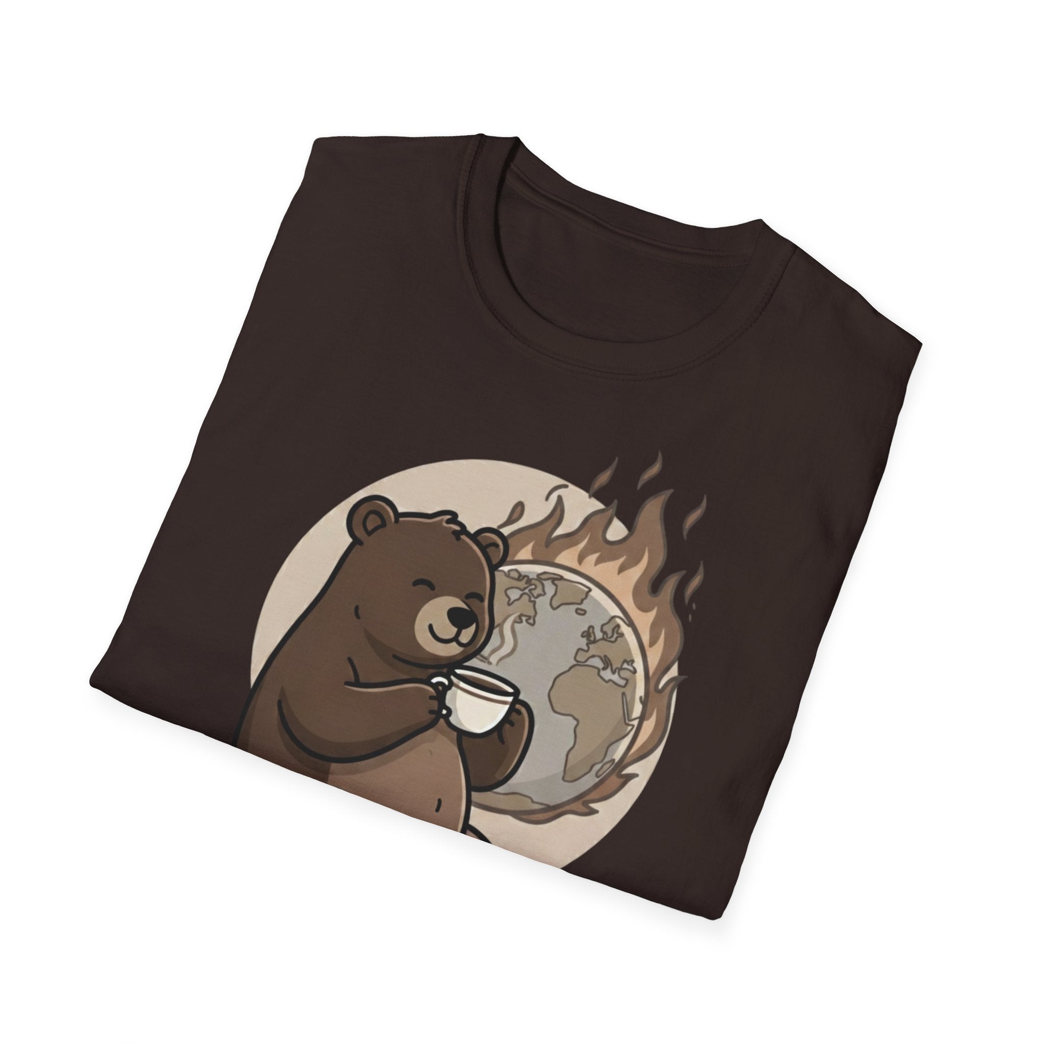 This Is Fine Bear T-Shirt — Funny Cozy Cartoon Tee
