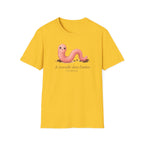 T-shirt avec ver de terre mignon — « Je travaille dans l’ombre »