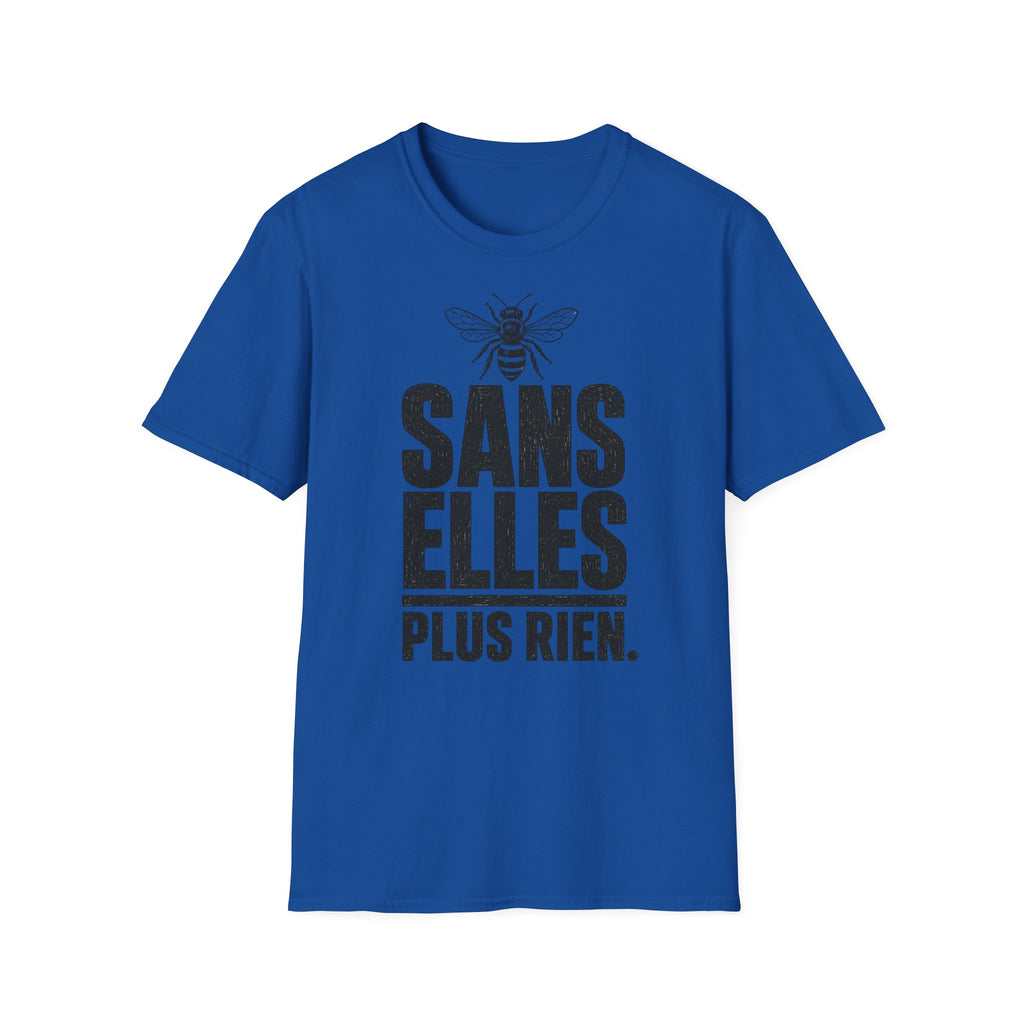T-shirt — « Sans elles, plus rien » — Illustration graphique d’abeilles