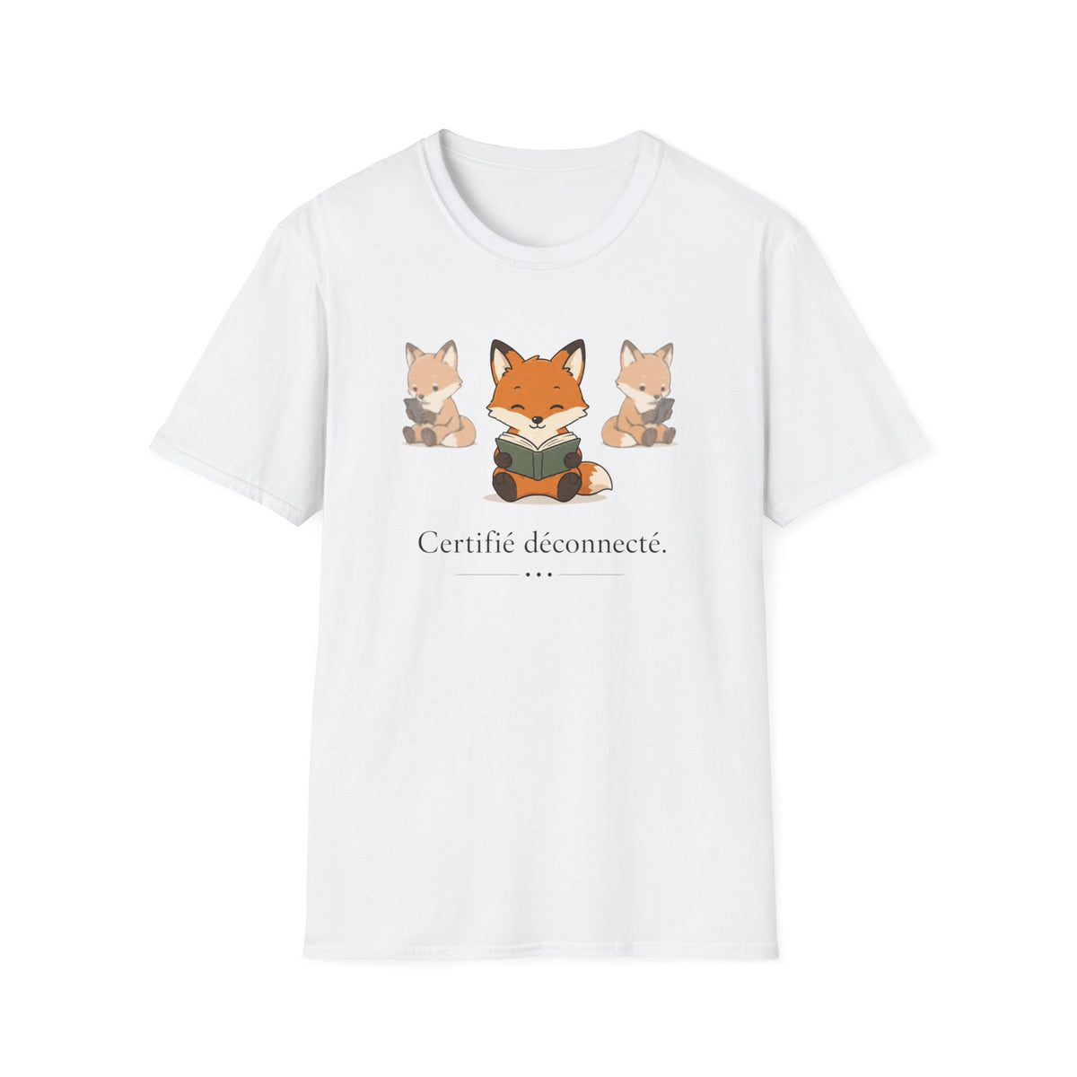 T-shirt Renards lecteurs — Adorables renards dessinés « Reconnecteur certifié »
