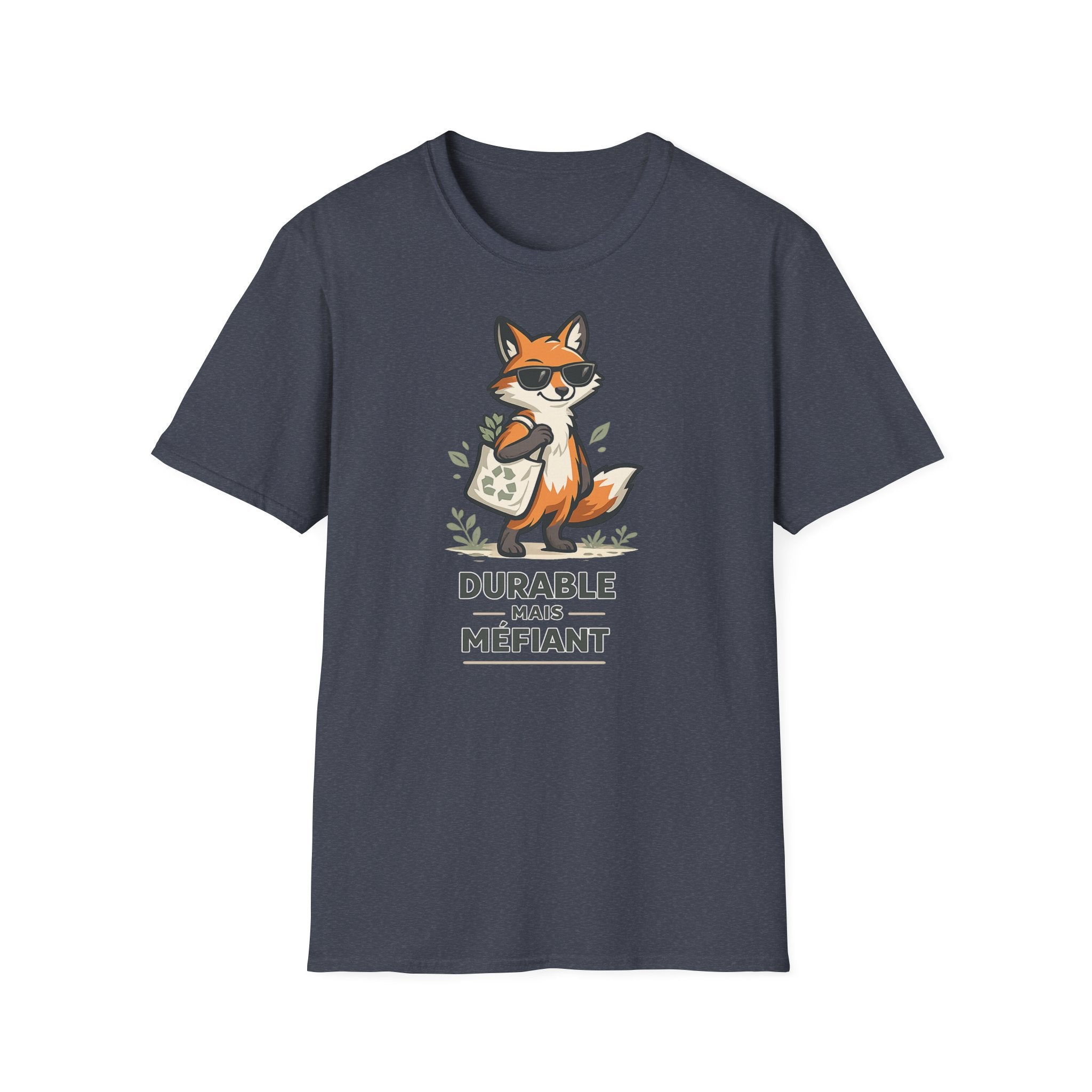 Fox Illustration T-Shirt — "Durable Mais Méfiant" Cute Fox Graphic Tee