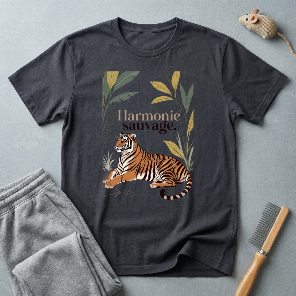 T-shirt graphique tigre botanique «Harmonie sauvage»
