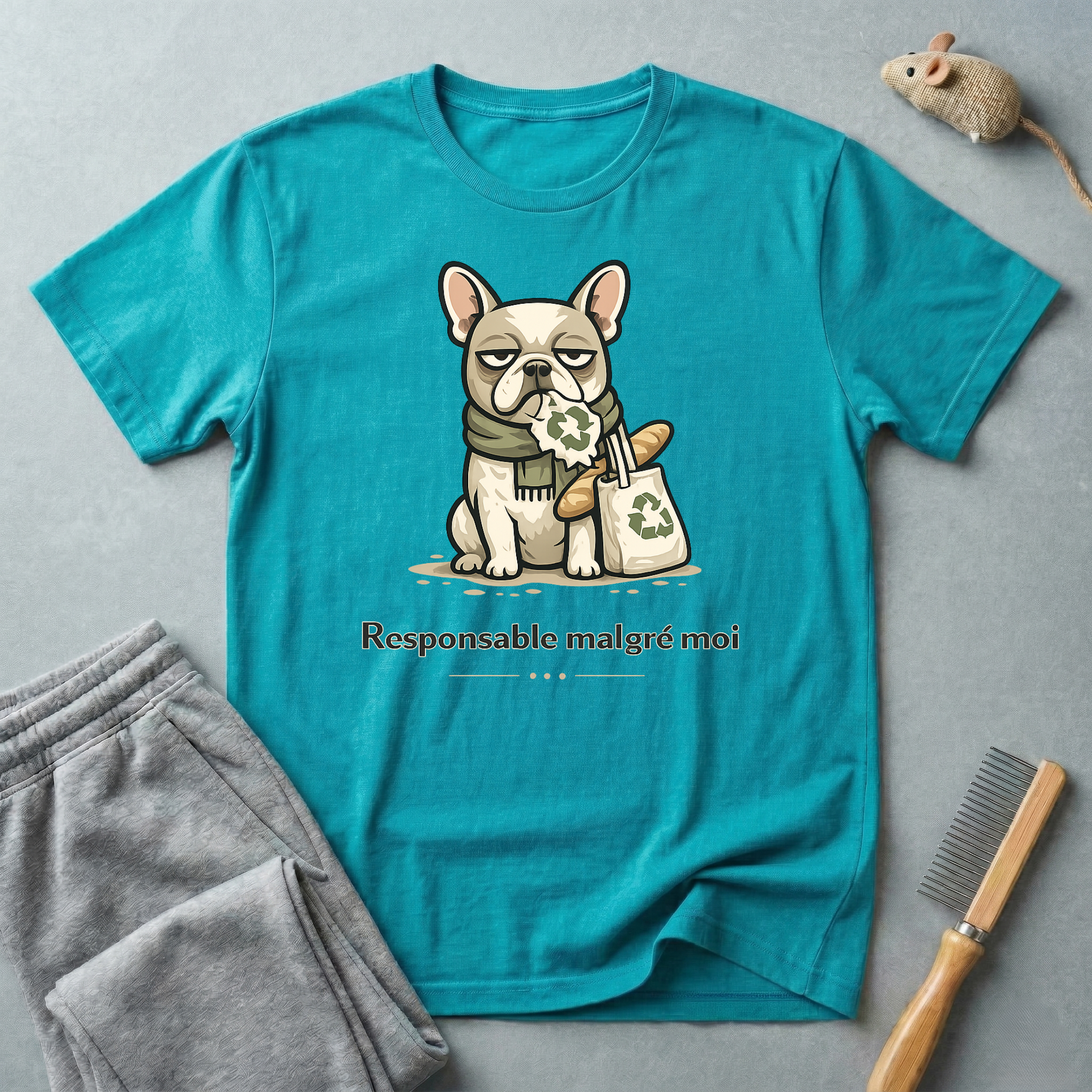 T-shirt — Graphisme mignon de bouledogue “Responsable malgré moi”
