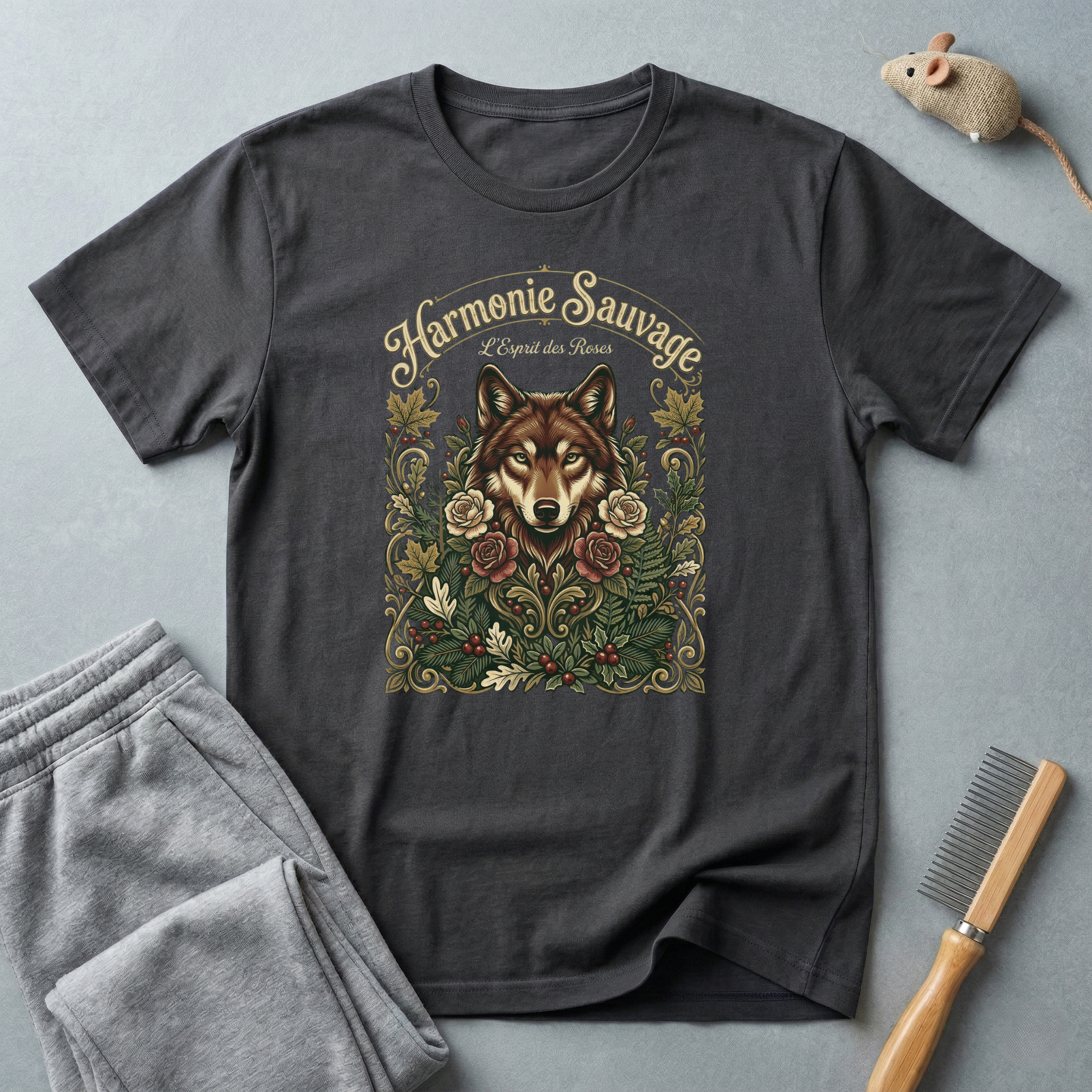 T-shirt Loup Floral — «Sauvagement Féroce» T-shirt graphique nature vintage 🐺🌿