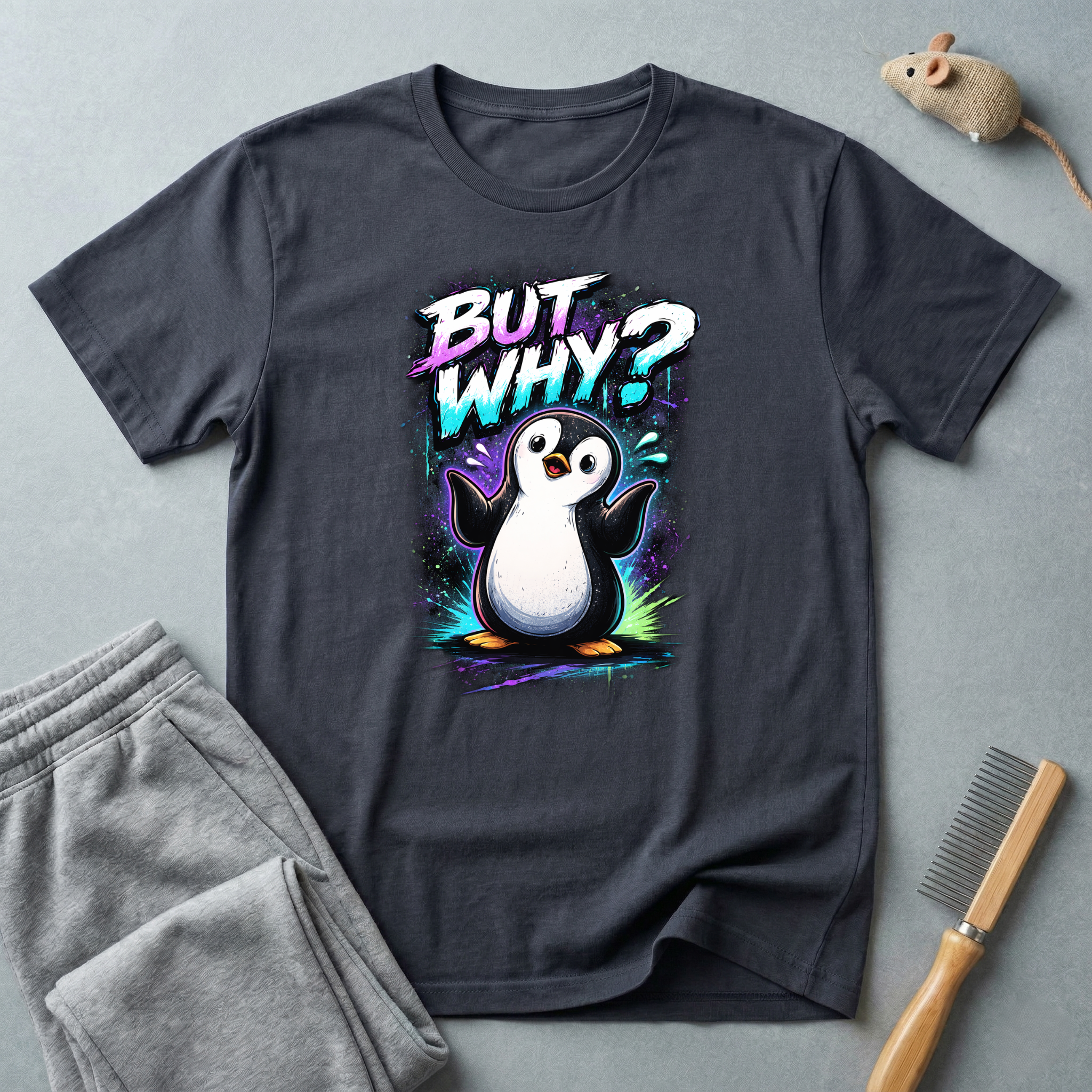 T-shirt graphique pingouin «But Why?»
