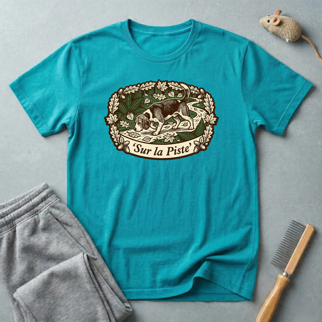 T-shirt — Graphique vintage nature lapin «Sur la piste»