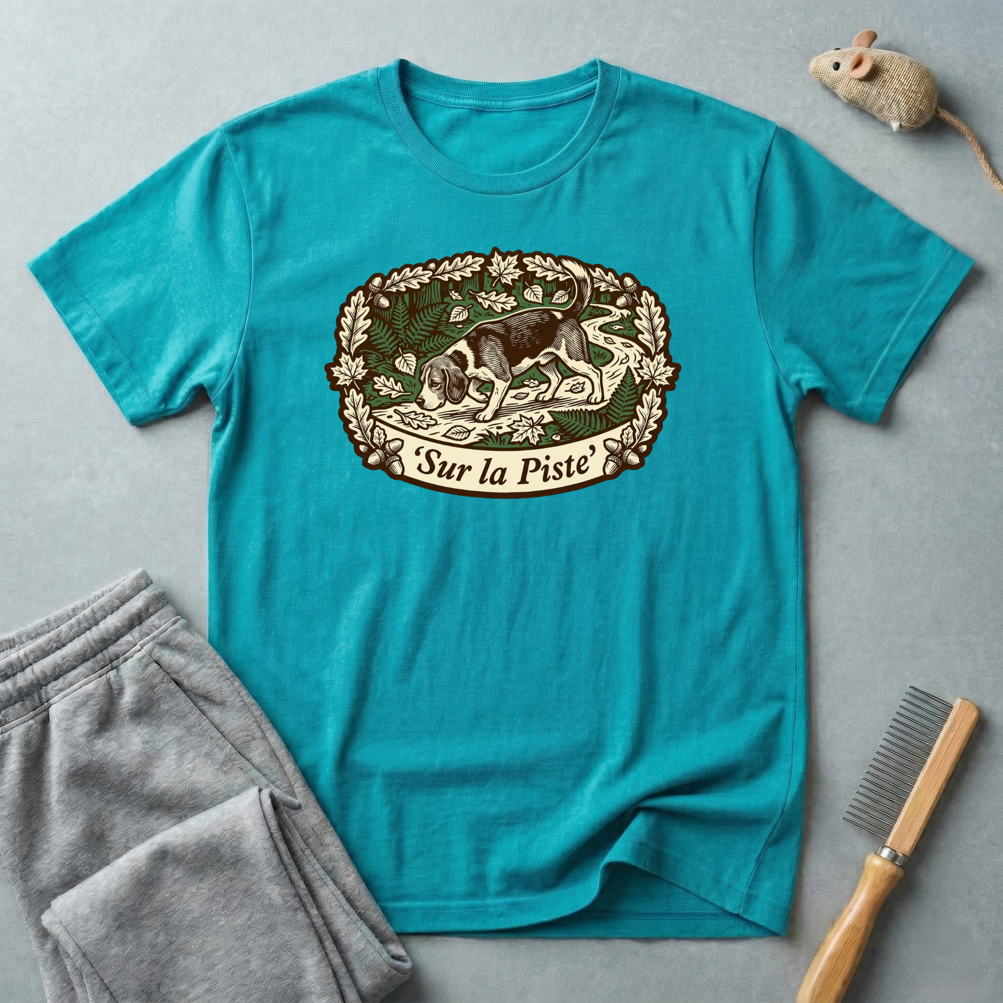 T-shirt — Graphique vintage nature lapin «Sur la piste»