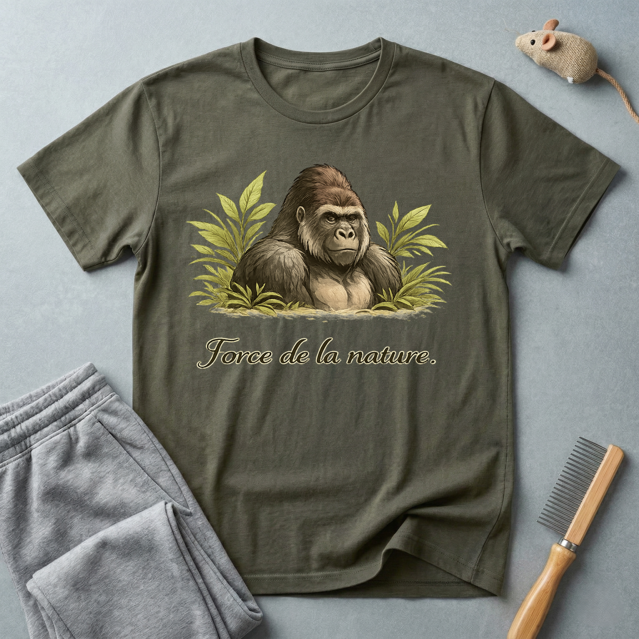T-shirt Gorille Art Vintage — «Force de la nature.»