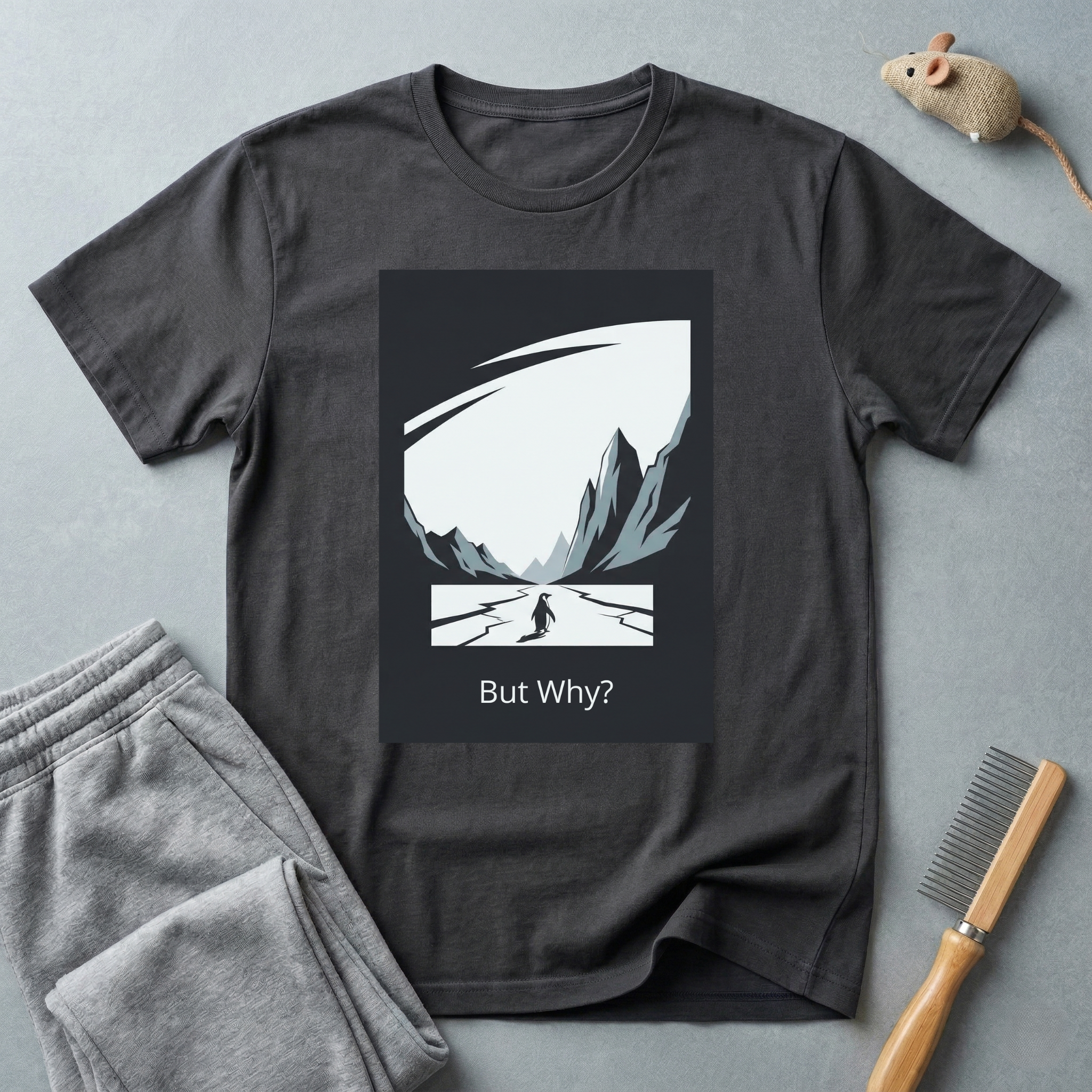 T-shirt — T-shirt graphique minimaliste de montagne avec la mention «But Why?»