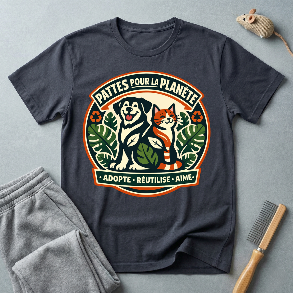 T-Shirt — "Pattes Pour La Planète" Eco Pet Rescue Tee (Adopte • Réutilise • Aime)