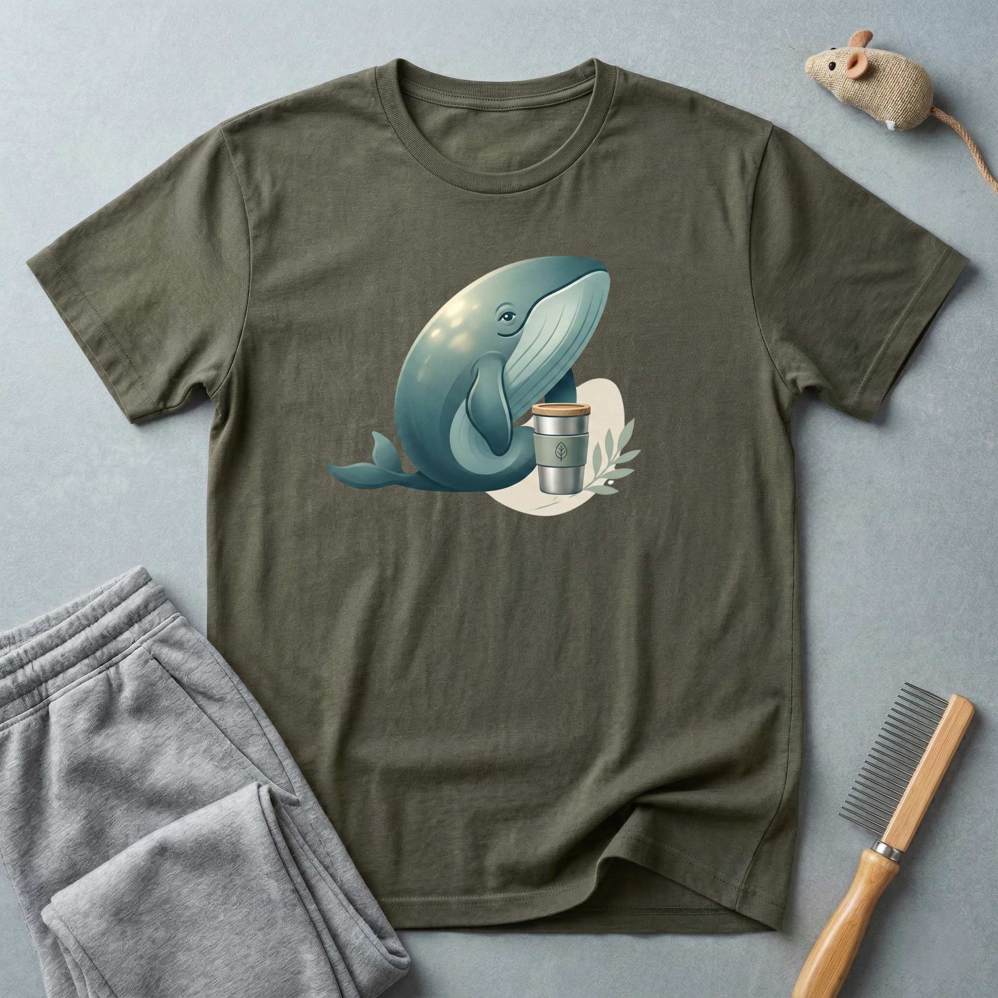 T-shirt graphique Baleine et tasse de café