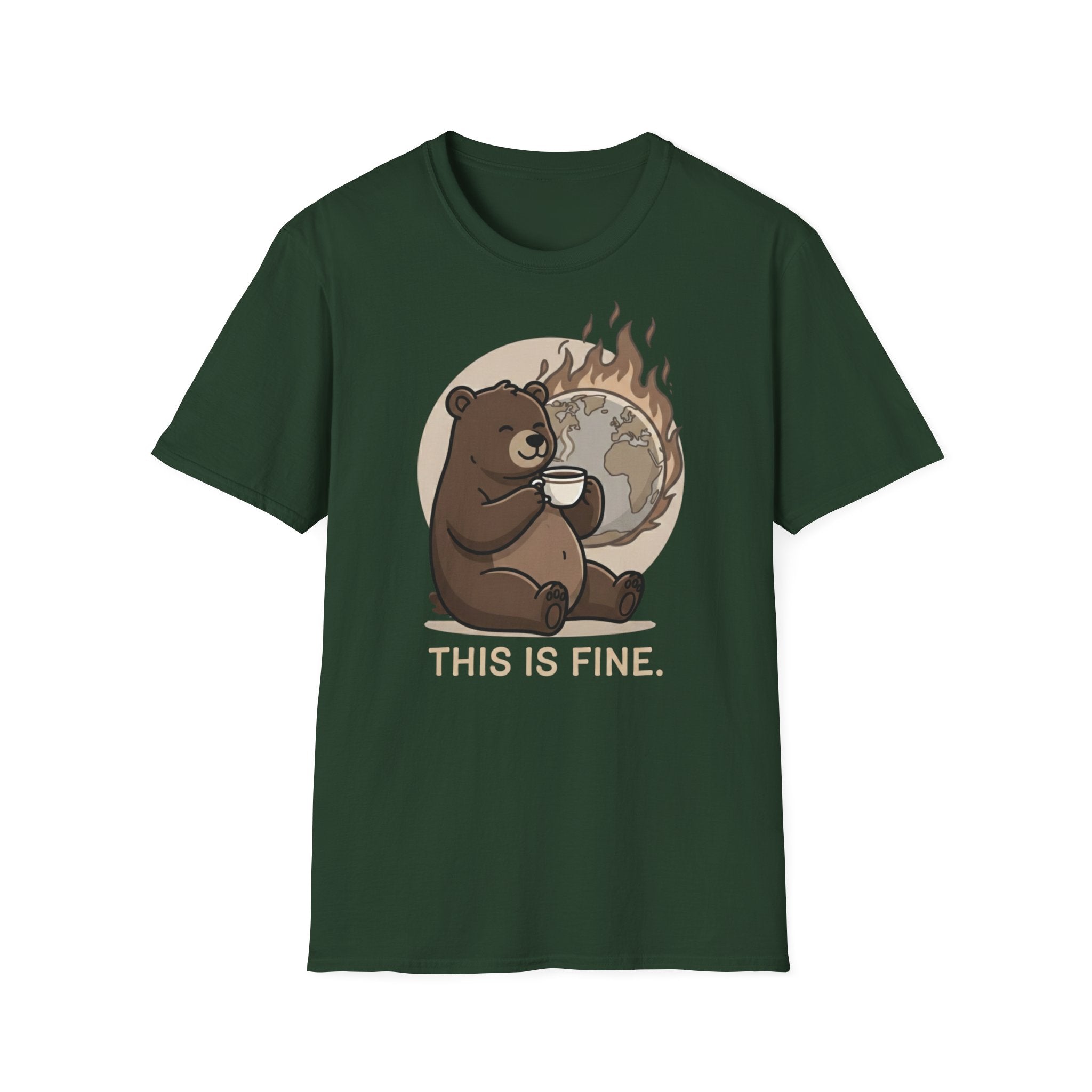 This Is Fine Bear T-Shirt — Funny Cozy Cartoon Tee