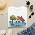 T-shirt « Maison inondée » — Adorable illustration kawaii d’une maison dans les eaux montante