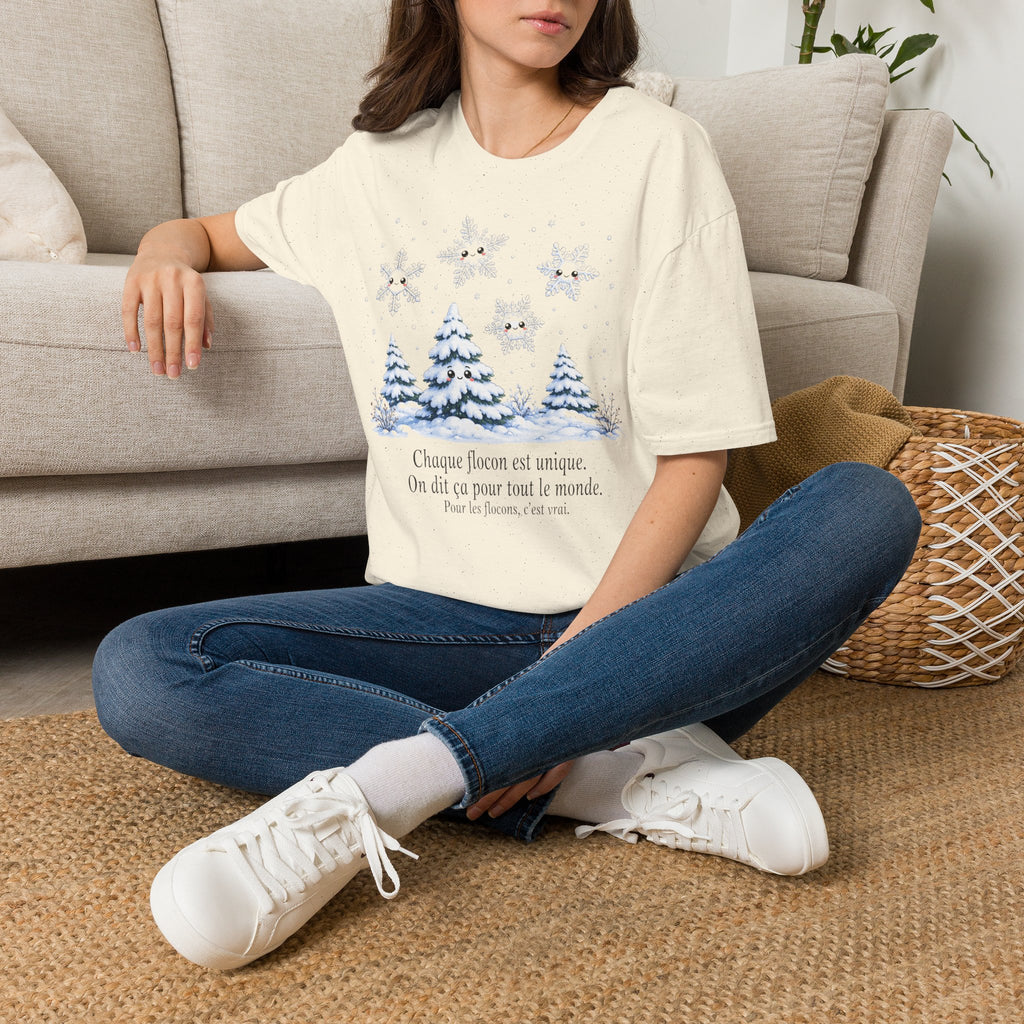 T-shirt Flocons de neige hivernaux — « Chaque flocon est unique » — T-shirt chaleureux pour les fêtes de fin d’année