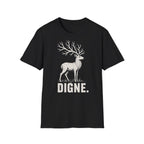 T-shirt illustré avec cerf — « DIGNE. » — T-shirt graphique inspiré de la nature