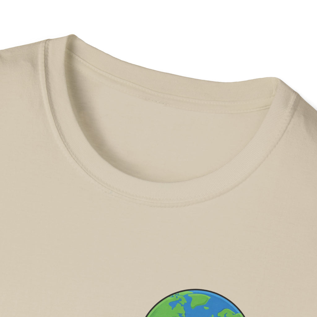 Earth Hugging Coffee T-Shirt — Cute Planet Drinking Coffee Graphic Tee