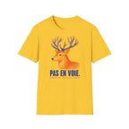 T-shirt illustré avec cerf — « PAS EN VOIE. » — T-shirt graphique vintage avec cerf