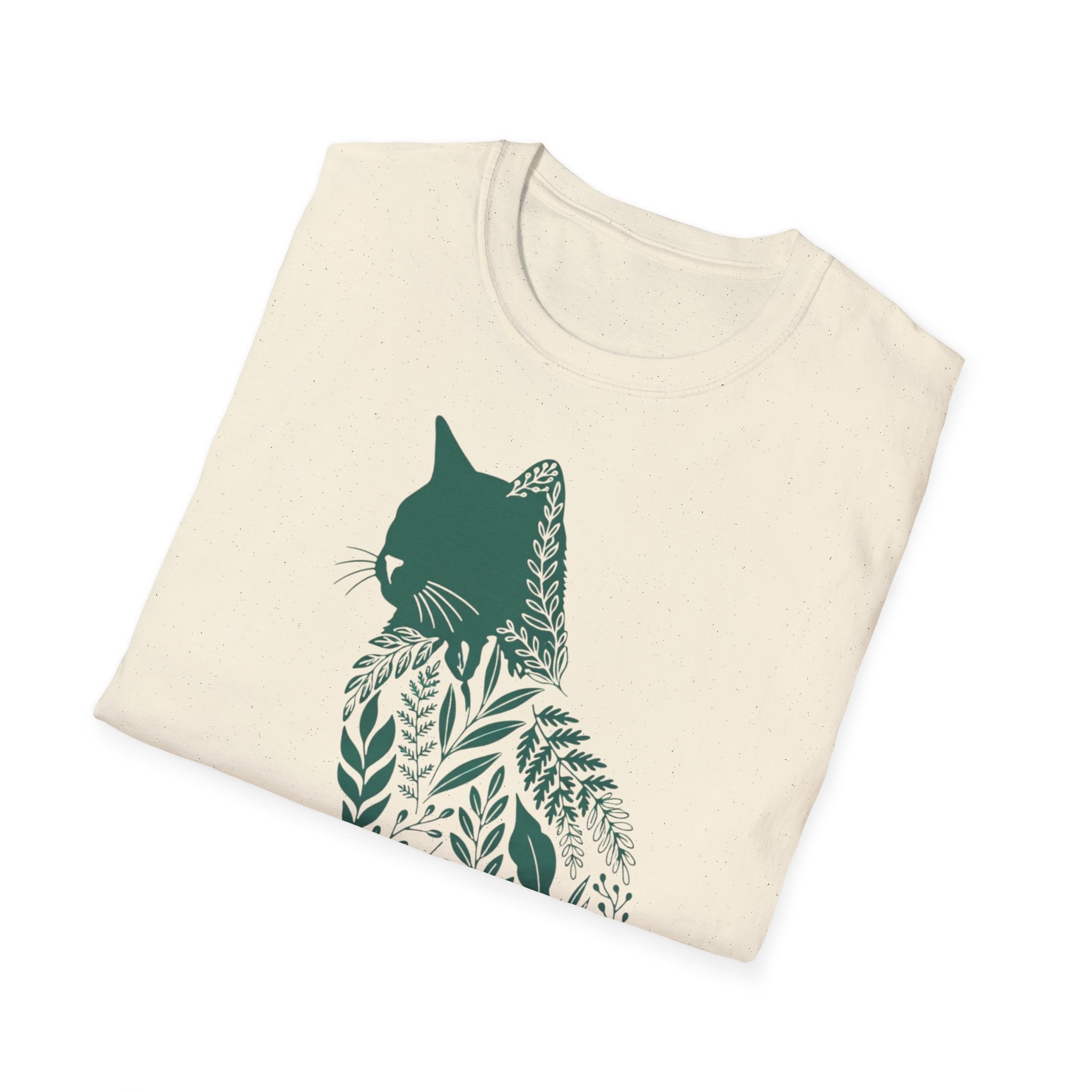 Floral Cat Silhouette T-Shirt