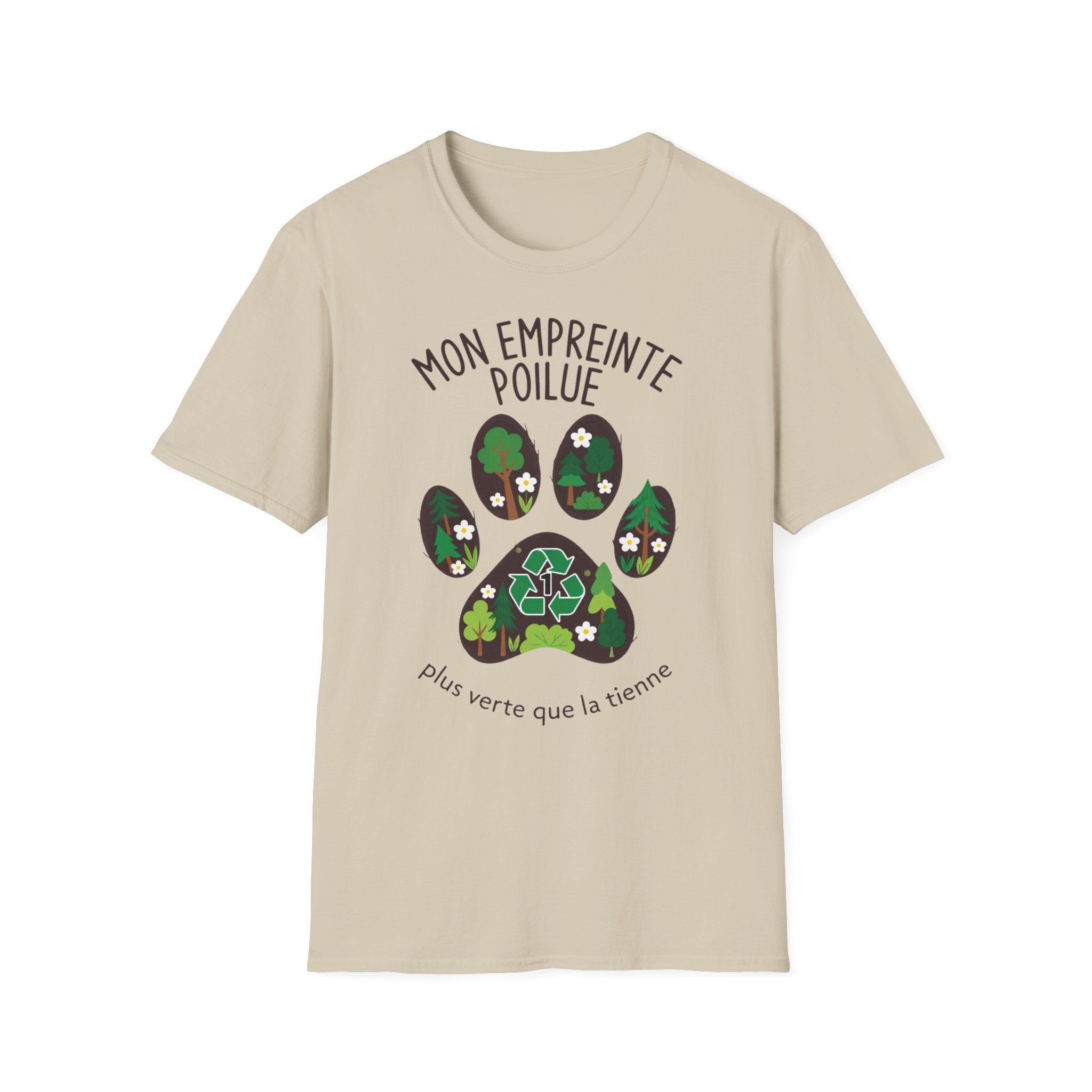 French Paw Print T‑Shirt — "Mon empreinte poilue" Floral Paw Graphic