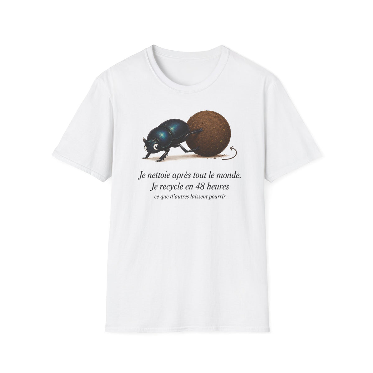 T-shirt — Scarabée bousier « Je recycle en 48 heures »