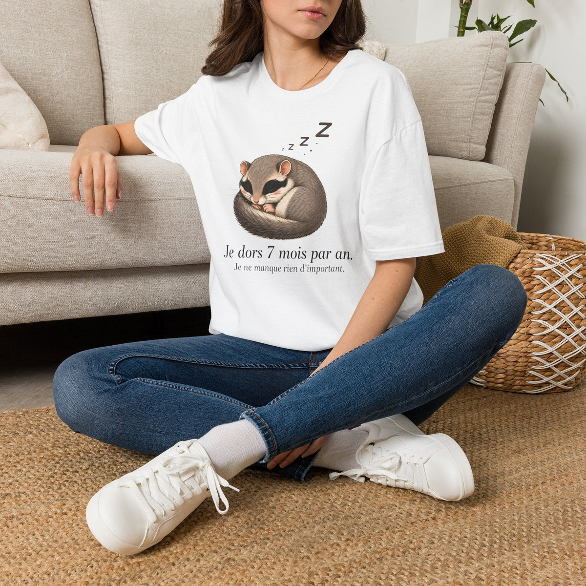 T-shirt « Planeur de sucre endormi » — Adorable petit animal de poche faisant la sieste, Zzz