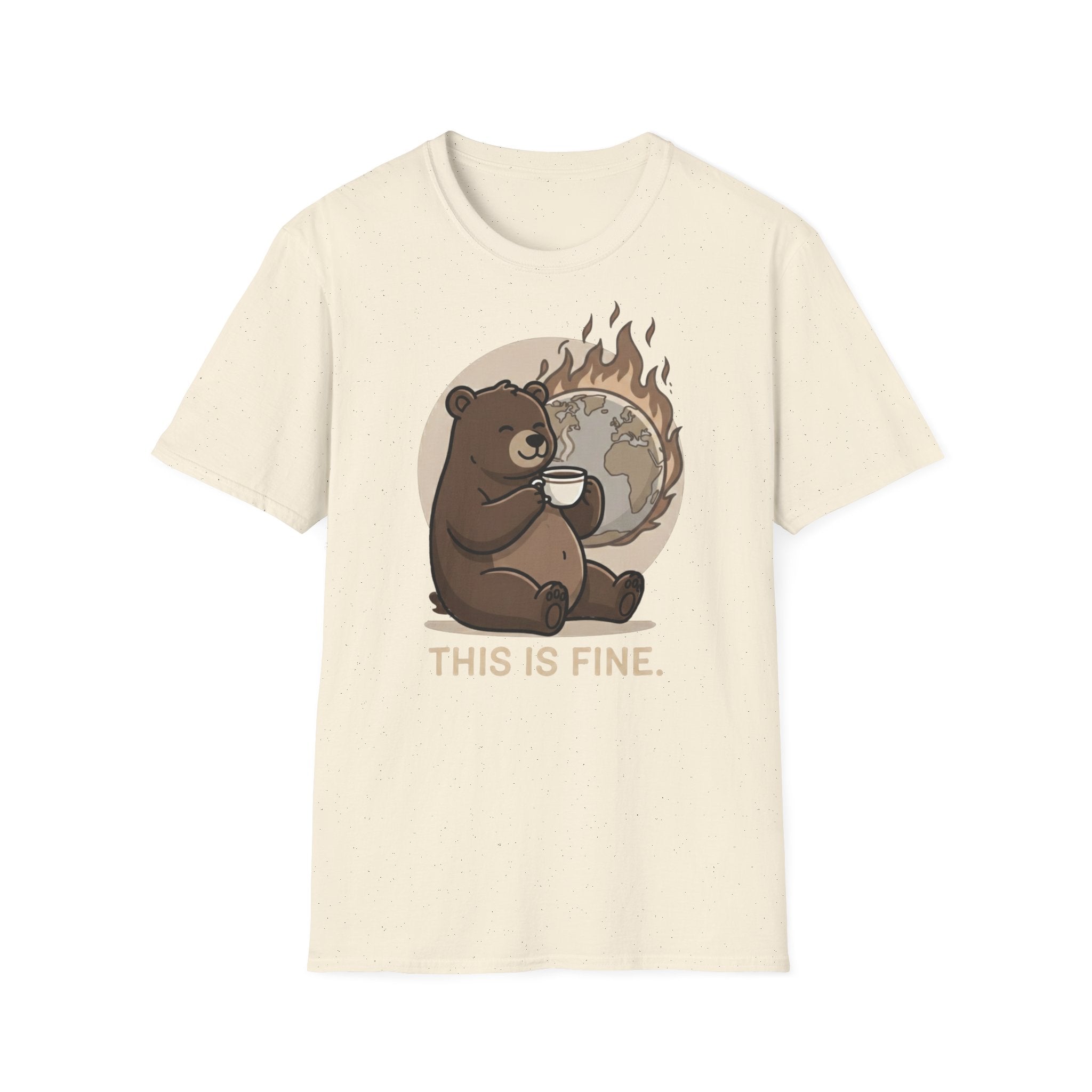 This Is Fine Bear T-Shirt — Funny Cozy Cartoon Tee