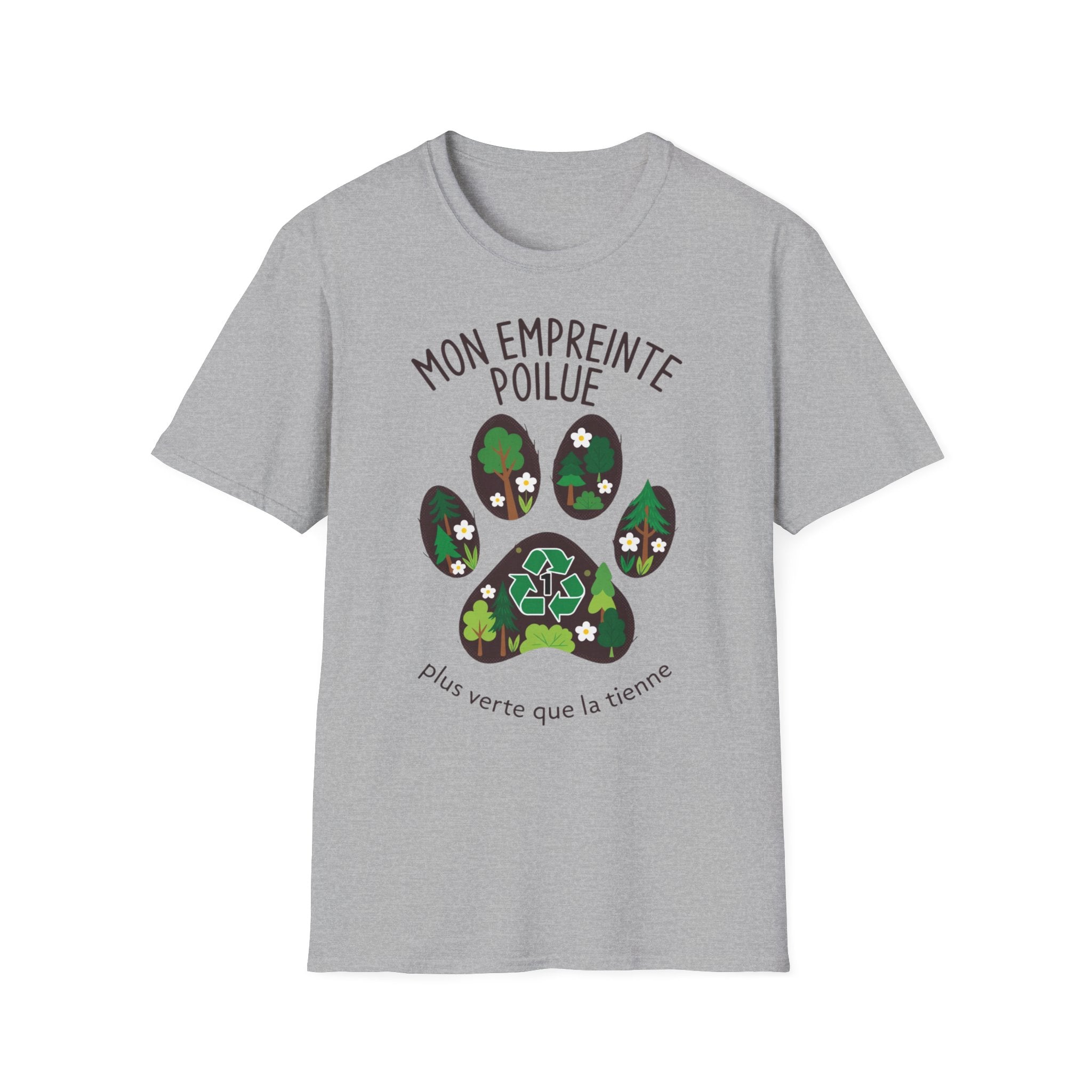 French Paw Print T‑Shirt — "Mon empreinte poilue" Floral Paw Graphic