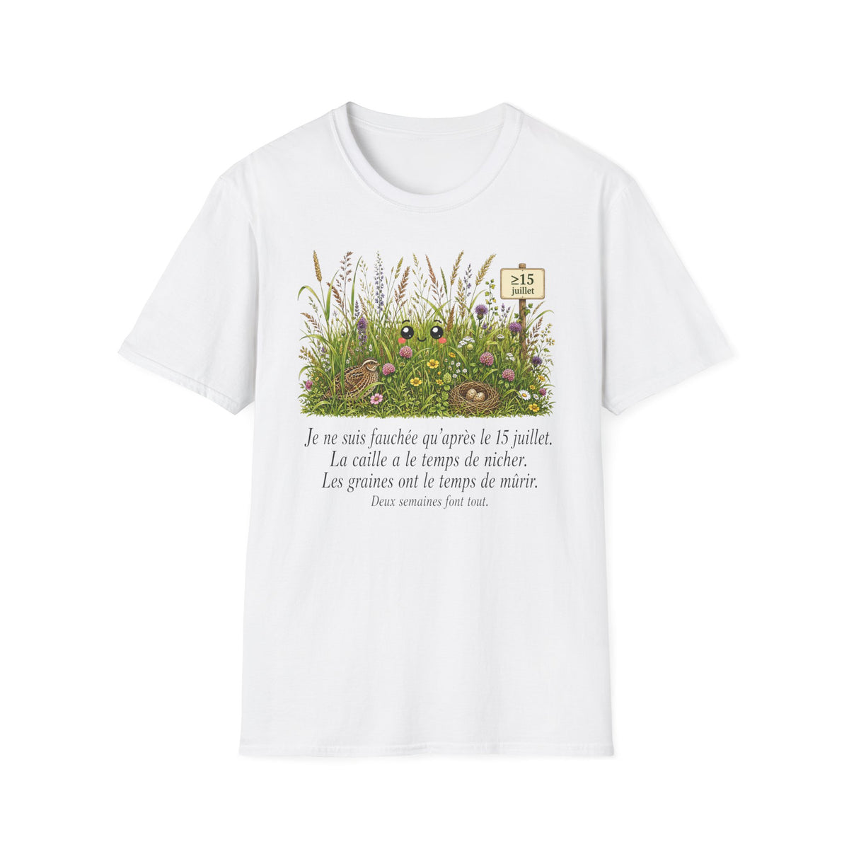 T-shirt « Prairie de fleurs sauvages » — Motif de jardin « 15 Juillet »