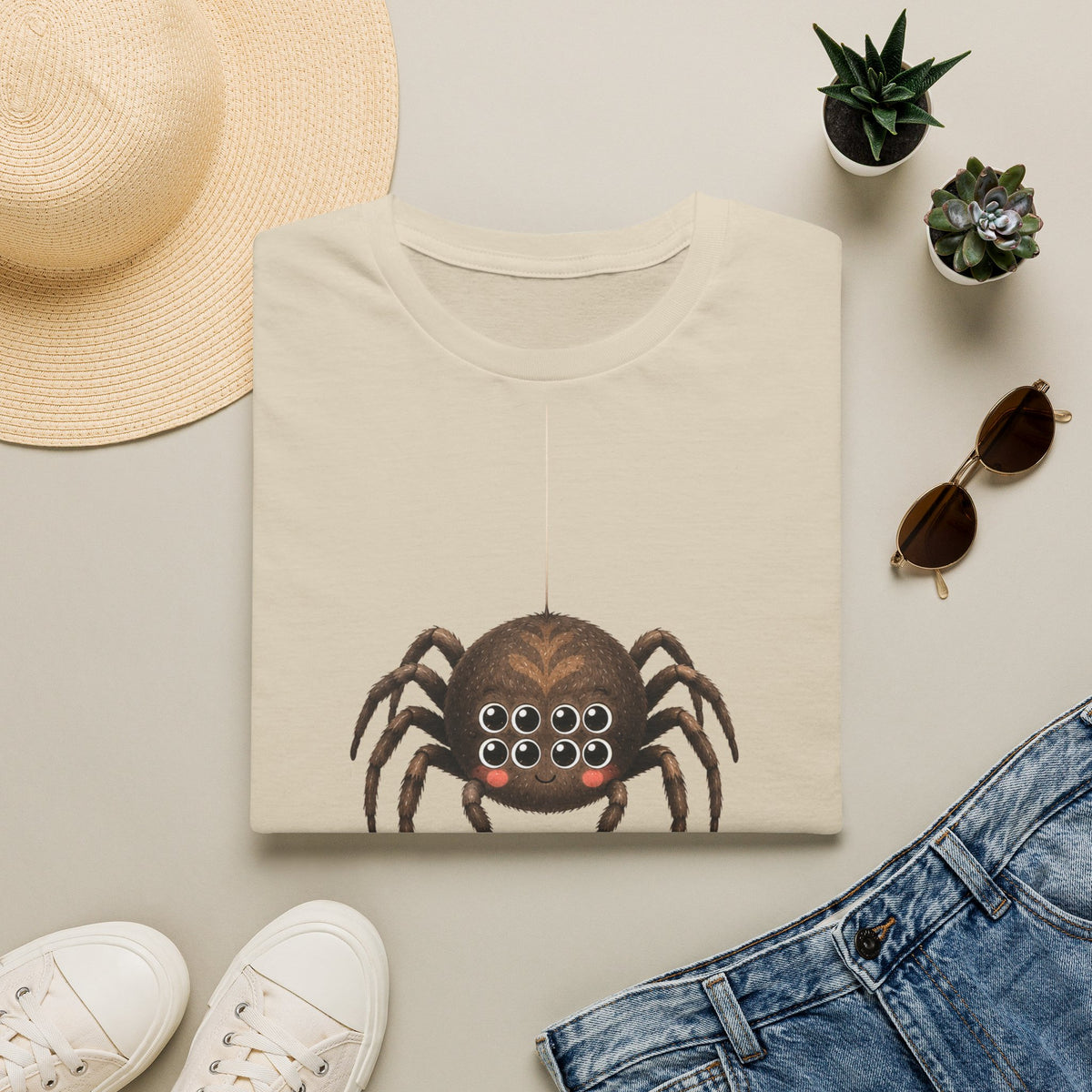 T-shirt illustré avec araignée — « J’ai huit yeux »