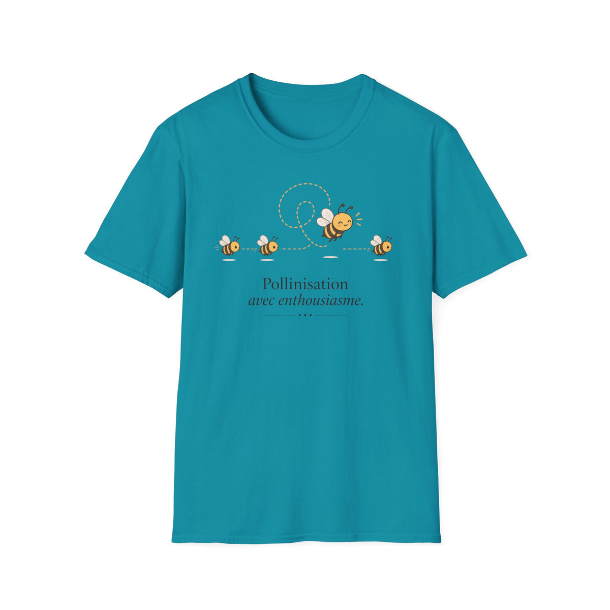 T-shirt Abeille et pollinisation — « Pollinisation avec enthousiasme » — Adorable illustration d’abeille